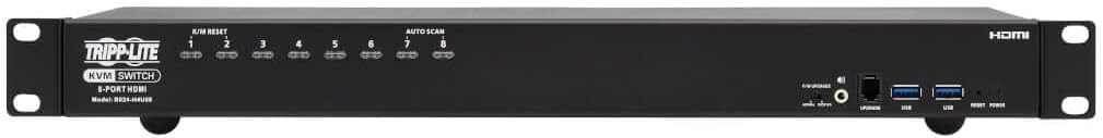 Tripp Lite 8-Port 4K HDMI KVM Switch, 2 USB 3.2 Peripheral Sharing for Keyboard & Mouse, 4K @ 60 Hz - Windows, Mac and Linux Compatible - 1U Rack-Mount, 3-Year Warranty (B024-H4U08)