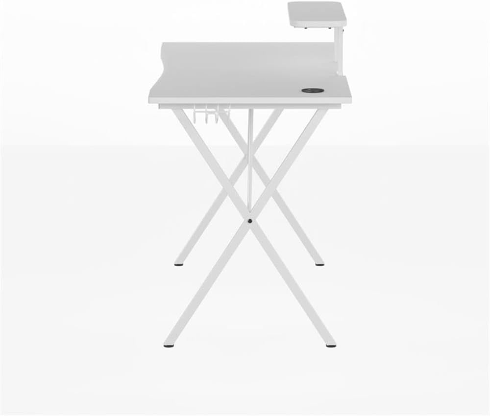 Flash Furniture Mallot Gaming Desk - White Computer Desk - 51.5' Gamers Table with Cup Holder, Headphone Hook, and Monitor/Smartphone Stand
