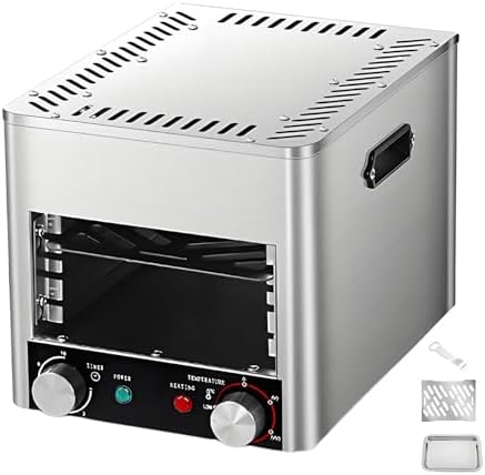 1700W Electric Steak Broiler and Smokeless Indoor Grill, Stainless Steel Countertop Oven with 10-Tier Adjustable Rack, Multi-Purpose for Family BBQ and Grilling