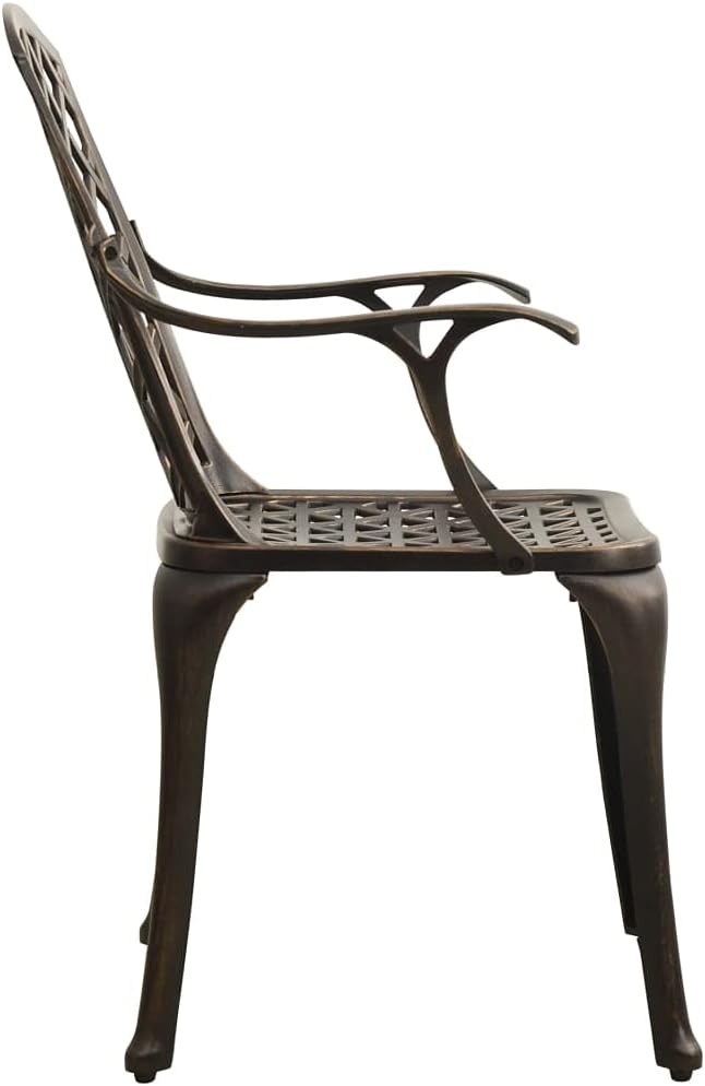 vidaXL 3-Piece Patio Bistro Set - Sturdy Cast Aluminum Garden Furniture - Elegant Bronze Finish with Umbrella Hole - for Outdoor Seating and Dining