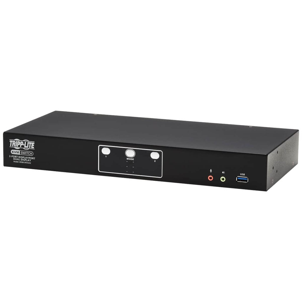 Tripp Lite DisplayPort KVM Switch 2 Monitors 2 Computers, Dual Monitor KVM Switch, UHD 4K@60Hz Video, Two USB 3.2 Gen 1 Ports, 3-Year Warranty (B006-HD2UA2)