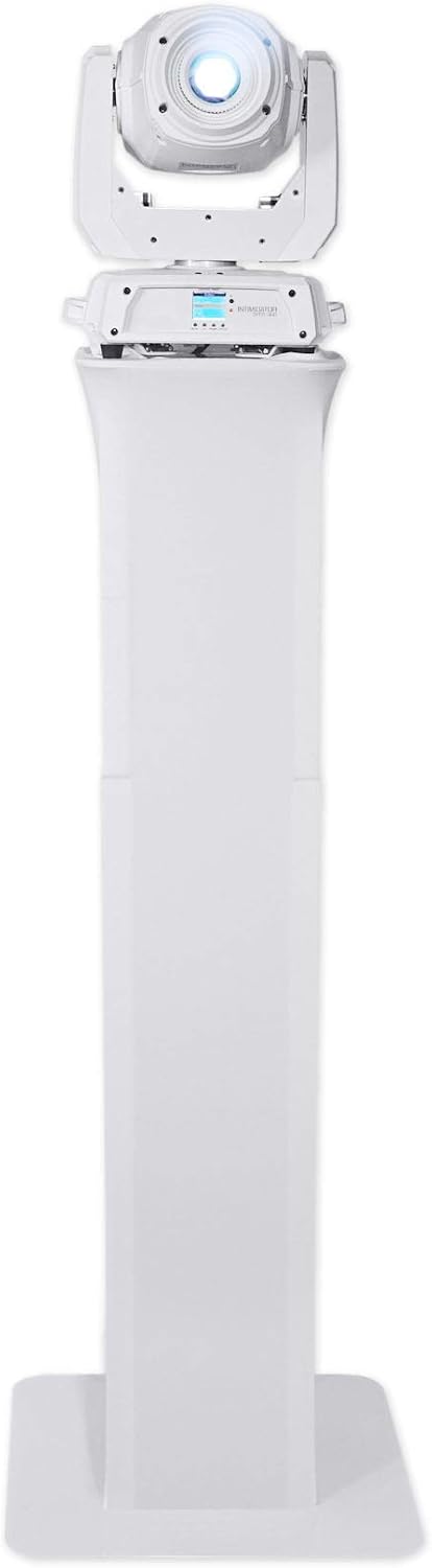 Rockville RTP32W Adjustable Totem Moving Head Light Stand, Black and White Scrims, Carry Bags, 132lb Capacity, Tool-Free Setup, Speaker Mount, for Mobile DJs and Events