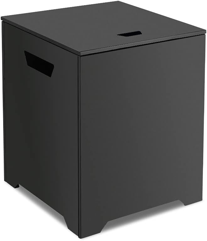 CAMPLUX Propane Tank Cover Table, 20 LB Propane Tank Storage Box, Stainless Steel 15.7' Outdoor Cylinder Hideaway Table for Gas Fire Pit and Gas Griddle, Black
