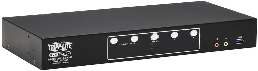 Tripp Lite 4-Port DisplayPort KVM Switch, Control Two Devices with Two Monitors Desktop Switch, UHD 4K @ 60Hz Video, Two USB 3.2 Gen 1 Ports, 3-Year Warranty (B006-DP2UA4)
