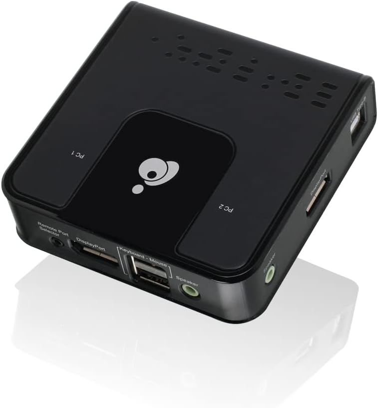 IOGEAR 2-Port DisplayPort KVM Switch - 4K 60Hz - Hotkey or Remote Button Switch - USB 2.0 Mouse Port Can Be Use As USB Hub and Peripheral Sharing - All Cables Included - Mac/Win - GCS62DP