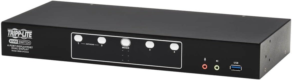 Tripp Lite 4-Port DisplayPort KVM Switch, Control Two Devices with Two Monitors Desktop Switch, UHD 4K @ 60Hz Video, Two USB 3.2 Gen 1 Ports, 3-Year Warranty (B006-DP2UA4)