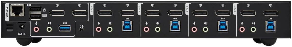 Tripp Lite 4-Port DisplayPort KVM Switch, Control Two Devices with Two Monitors Desktop Switch, UHD 4K @ 60Hz Video, Two USB 3.2 Gen 1 Ports, 3-Year Warranty (B006-DP2UA4)