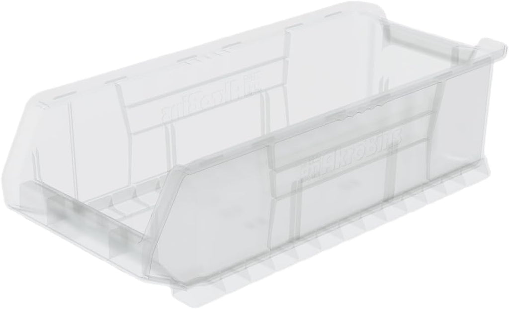 Akro-Mils 30286 Super-Size AkroBins Plastic Storage Bins, Space-Saving Stackable Bins for Garage, Classroom, Warehouse Organization, 24' L x 11' W x 7' H, Clear, 4-Pack