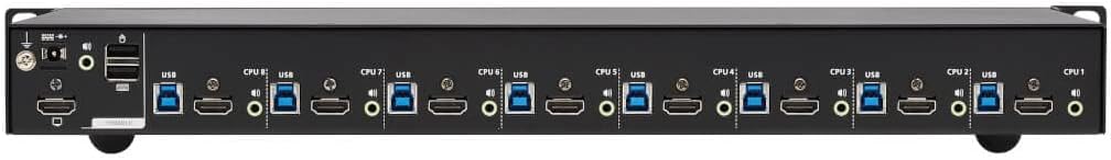 Tripp Lite 8-Port 4K HDMI KVM Switch, 2 USB 3.2 Peripheral Sharing for Keyboard & Mouse, 4K @ 60 Hz - Windows, Mac and Linux Compatible - 1U Rack-Mount, 3-Year Warranty (B024-H4U08)