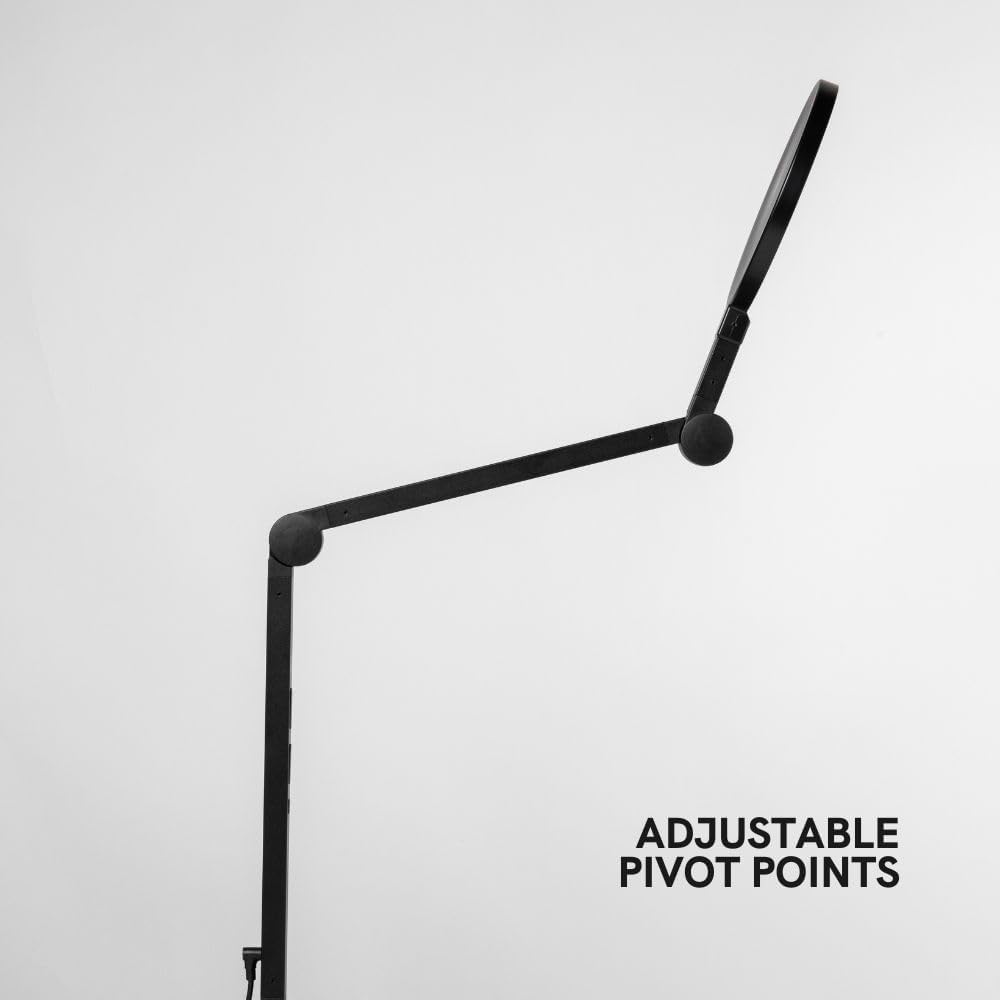 LUME CUBE Edge 2.0 LED Desk Lamp | Dimmable Home Office Desk Light with USB Charging Port & Strong Swing Arm | Adjustable Color Temperature and Brightness | Circle Webcam Light - Black
