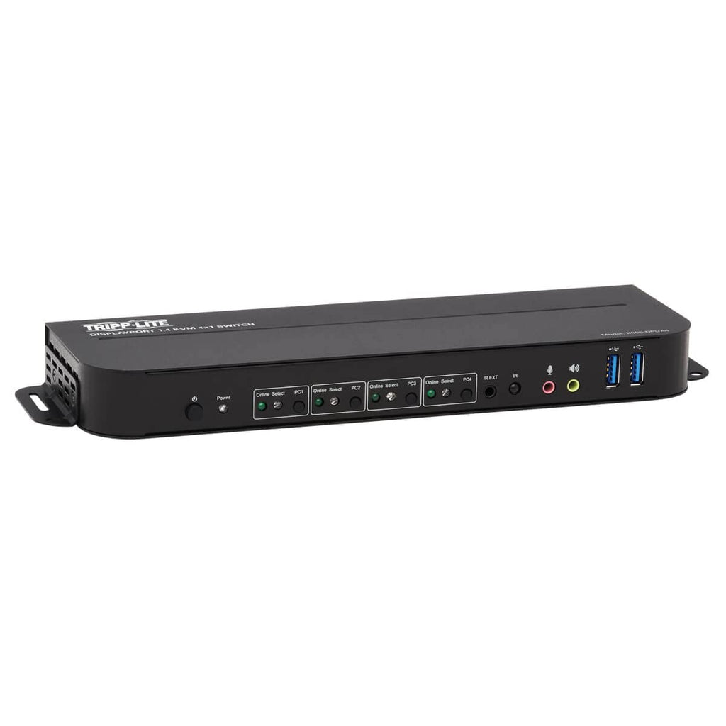 Tripp Lite 4 Port DisplayPort USB KVM Switch, Quad Port DP USB KVM Switch, 4K 60 Hz, HDR, HDCP 2.2, DP 1.4, USB 3.0 Cables, Black (B005-DPUA4)