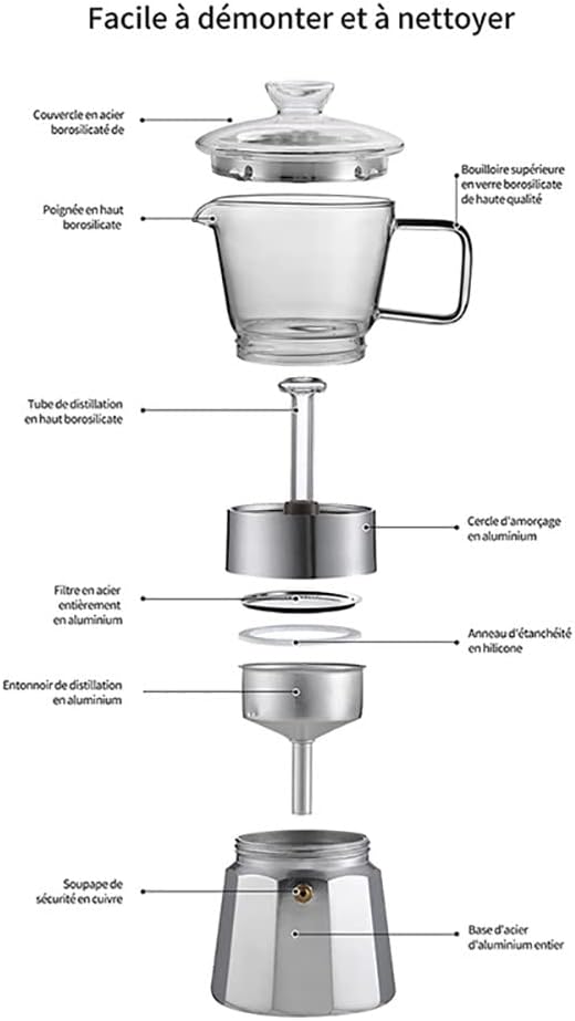 Premium Crystal Glass-Top Stovetop Espresso Moka Pot,Aluminum Coffee Maker for Flavored Strong Coffee,4/6/ 9 Cups,360ml/12.7oz/9 cup (espresso cup=40ml),Coffee Lover Gifts Ideas,9-Cups