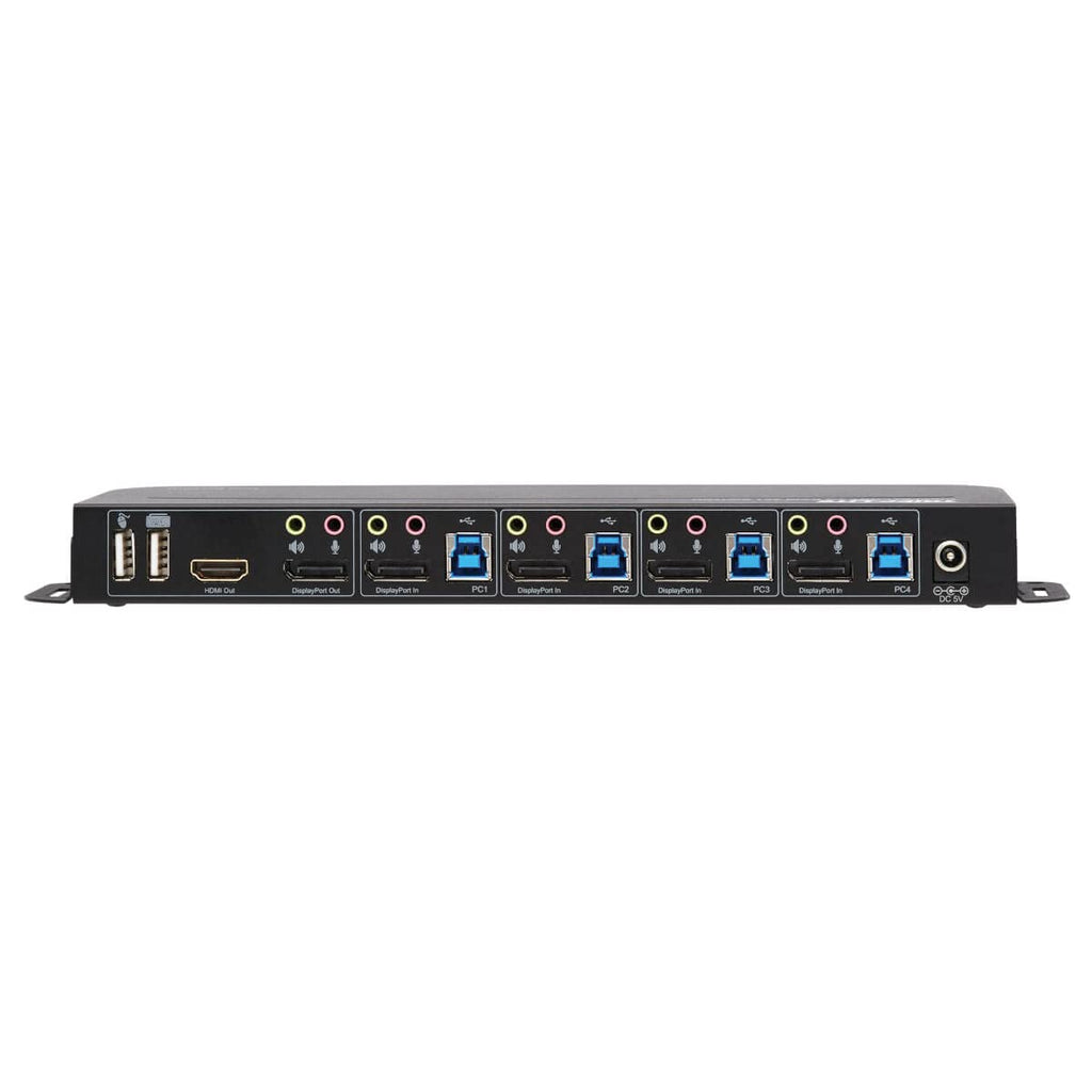 Tripp Lite 4 Port DisplayPort USB KVM Switch, Quad Port DP USB KVM Switch, 4K 60 Hz, HDR, HDCP 2.2, DP 1.4, USB 3.0 Cables, Black (B005-DPUA4)