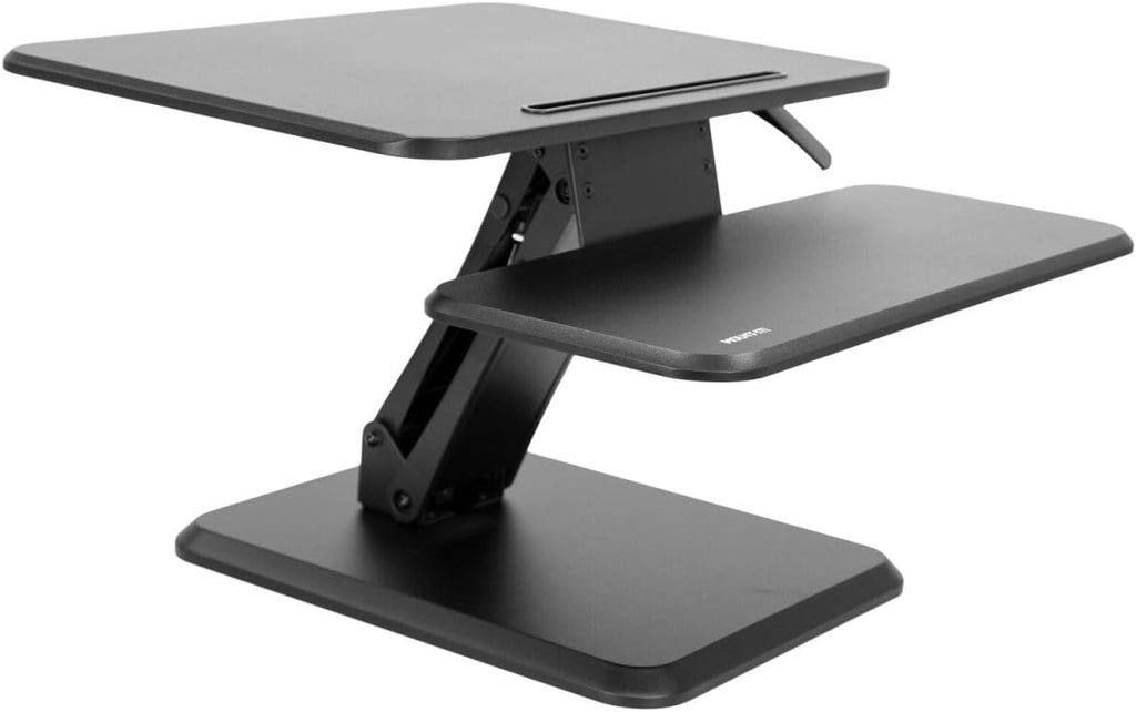 Mount-It! Standing Desk Converter, Compact 25' Sit Stand Desk Riser with Gas Spring Lift, Adjustable Height Desktop Riser for Laptop, Monitor, and Keyboard, Small Home Office Desk Converter