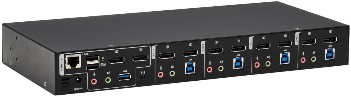 Tripp Lite 4-Port DisplayPort KVM Switch, Control Two Devices with Two Monitors Desktop Switch, UHD 4K @ 60Hz Video, Two USB 3.2 Gen 1 Ports, 3-Year Warranty (B006-DP2UA4)