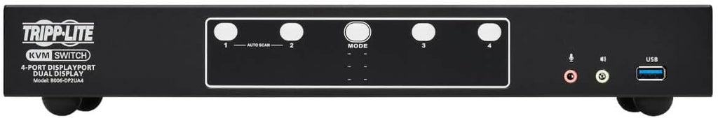 Tripp Lite 4-Port DisplayPort KVM Switch, Control Two Devices with Two Monitors Desktop Switch, UHD 4K @ 60Hz Video, Two USB 3.2 Gen 1 Ports, 3-Year Warranty (B006-DP2UA4)