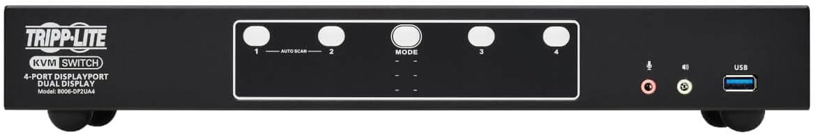 Tripp Lite 4-Port DisplayPort KVM Switch, Control Two Devices with Two Monitors Desktop Switch, UHD 4K @ 60Hz Video, Two USB 3.2 Gen 1 Ports, 3-Year Warranty (B006-DP2UA4)
