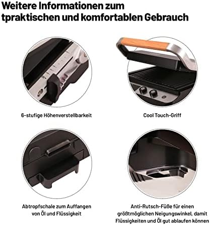 Lauben Contact Grill 2000SB 2000 W, Grill Surface 1500 cm 2, Dishwasher Safe, Temperature Control, Thermal Safety, Timer, Operating Indicator, Time and Temperature Control Assistance