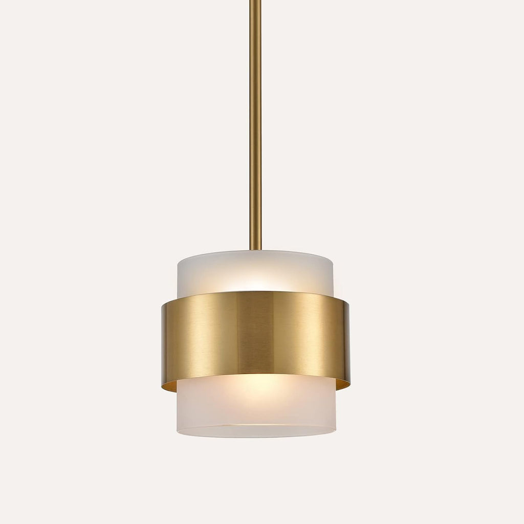 CLAXY Gold Pendant Lights mini Hanging Light Fixture with Frosted Glass Shade for Kitchen Island Dining Room Bar Restaurant, Adjustable Rod Hanging Modern Pendant Light