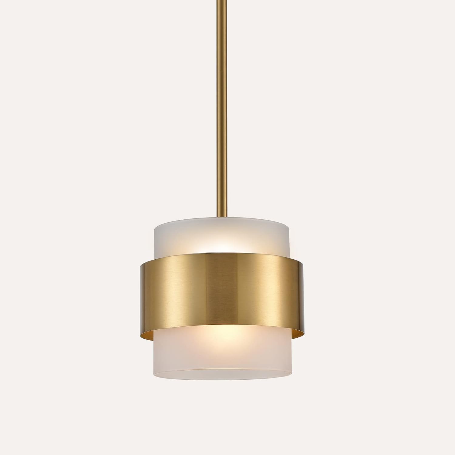 CLAXY Gold Pendant Lights mini Hanging Light Fixture with Frosted Glass Shade for Kitchen Island Dining Room Bar Restaurant, Adjustable Rod Hanging Modern Pendant Light