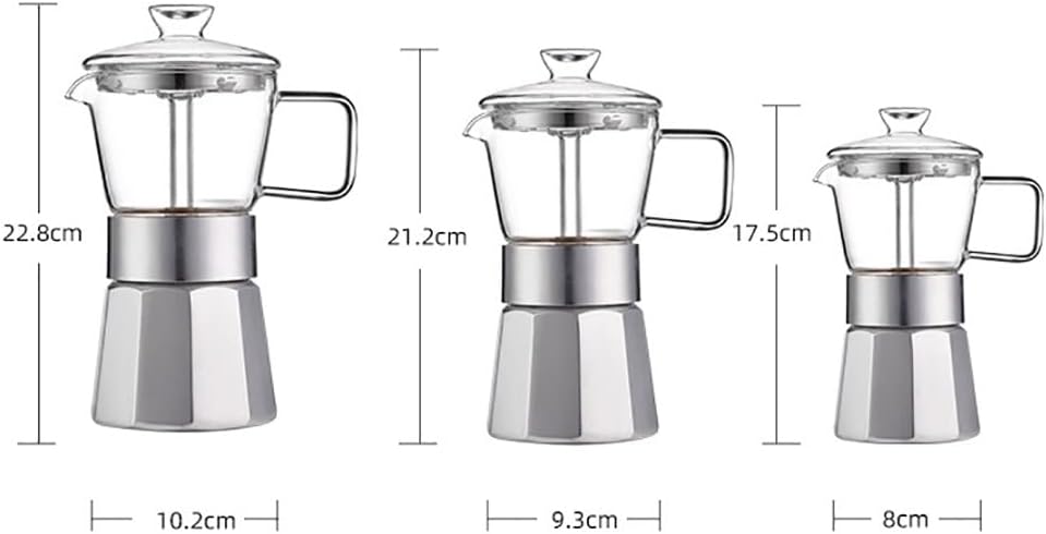 Premium Crystal Glass-Top Stovetop Espresso Moka Pot,Aluminum Coffee Maker for Flavored Strong Coffee,4/6/ 9 Cups,360ml/12.7oz/9 cup (espresso cup=40ml),Coffee Lover Gifts Ideas,9-Cups