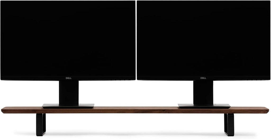 Oakywood Dual Monitor Stand - Handmade in EU - Natural Wood Monitor Stand Riser - Laptop Accessories – 220 lbs (100 kg) Capacity - 41.3'x9' (105x23 cm) – 100% Natural Walnut Wood