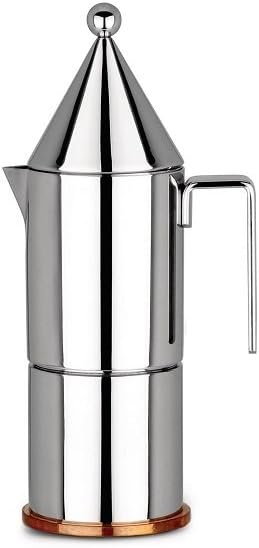 Alessi LA CONICA ESPRESSO COFFEE MAKER, 3 CUP, Stainless Steel, Silver