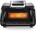 Indoor Grill Smokeless, Air Fryer Grill Combo with Adjustable Temperature to 450°F, Electric Grill with Viewing Window, Removable Nonstick Grate, Fast and Even Heating, 4Qt for Family, with Tongs