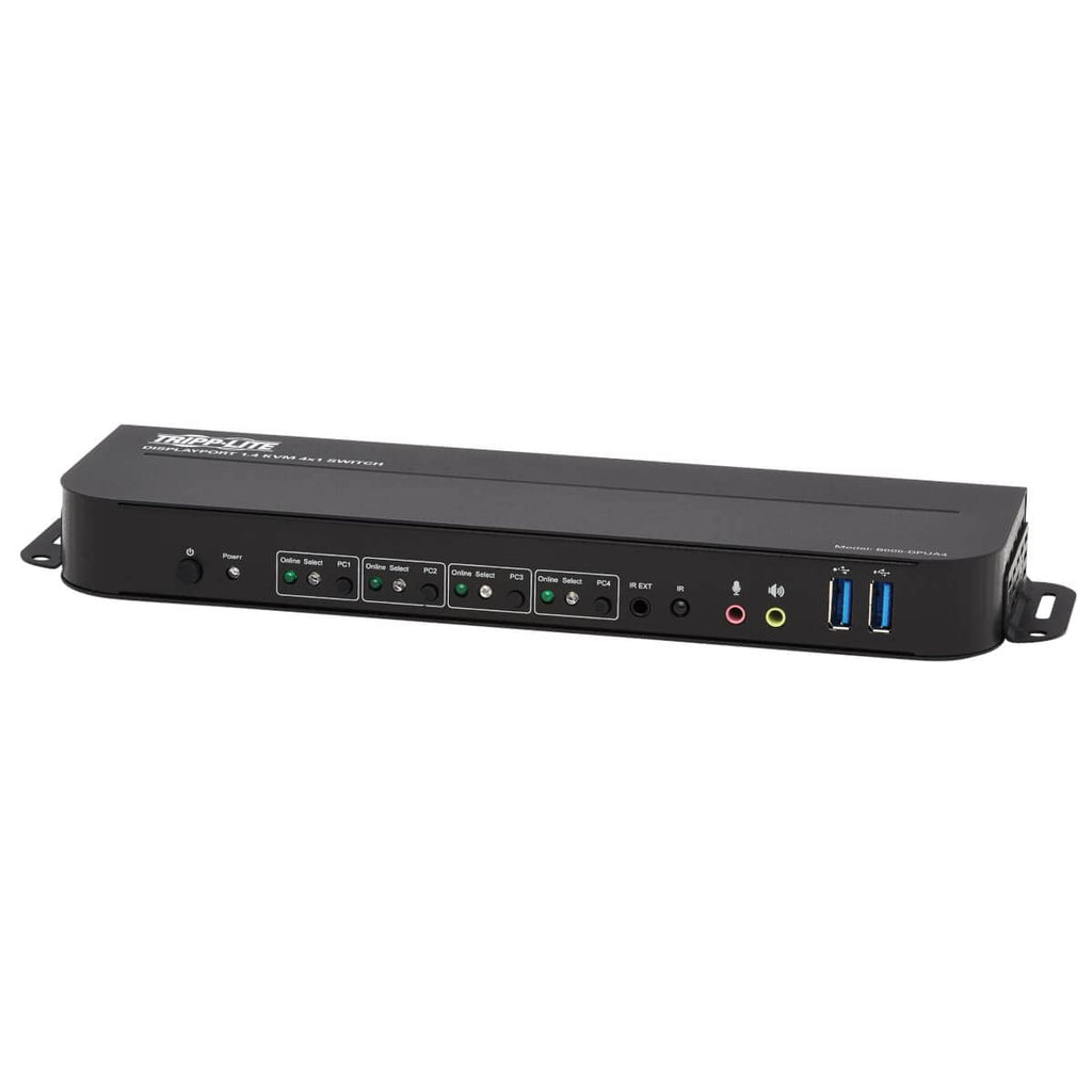 Tripp Lite 4 Port DisplayPort USB KVM Switch, Quad Port DP USB KVM Switch, 4K 60 Hz, HDR, HDCP 2.2, DP 1.4, USB 3.0 Cables, Black (B005-DPUA4)