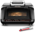 Indoor Grill Smokeless, Air Fryer Grill Combo with Adjustable Temperature to 450°F, Electric Grill with Viewing Window, Removable Nonstick Grate, Fast and Even Heating, 4Qt for Family, with Tongs