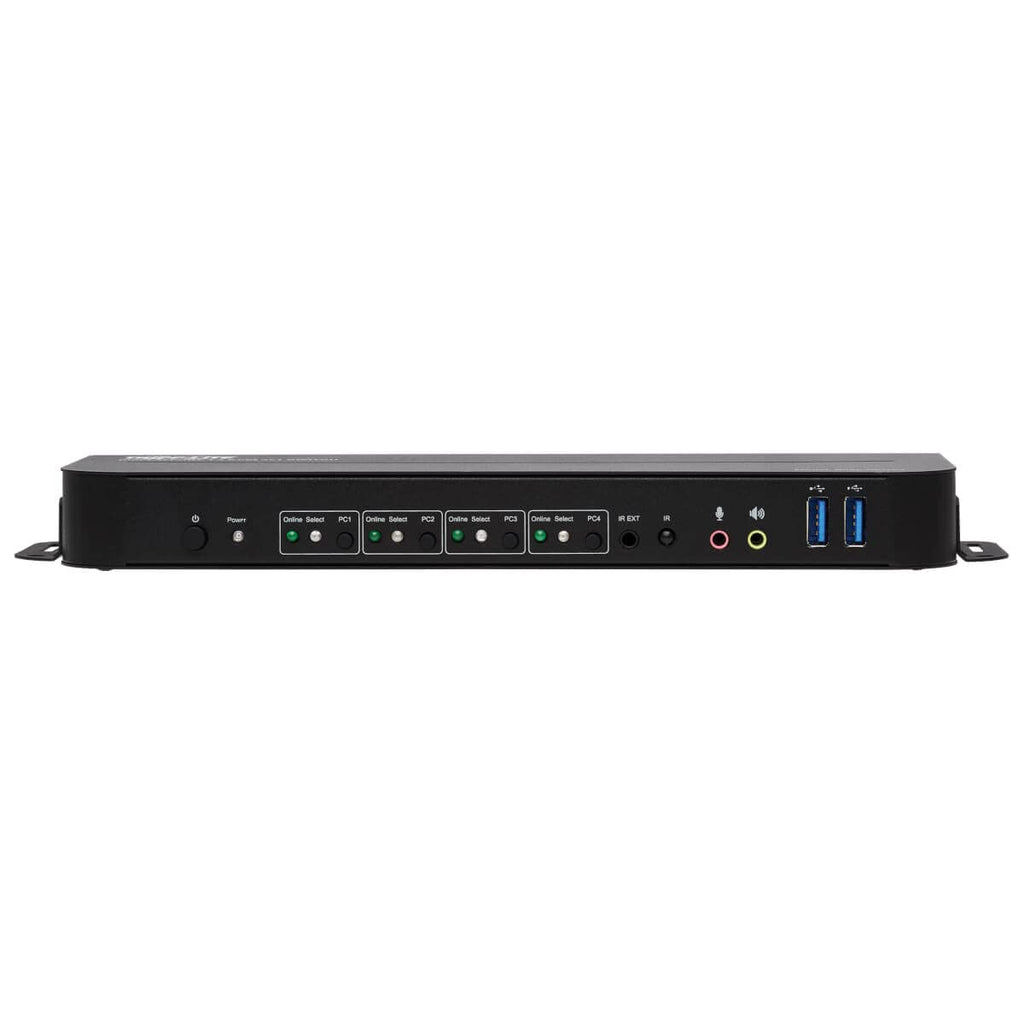 Tripp Lite 4 Port DisplayPort USB KVM Switch, Quad Port DP USB KVM Switch, 4K 60 Hz, HDR, HDCP 2.2, DP 1.4, USB 3.0 Cables, Black (B005-DPUA4)