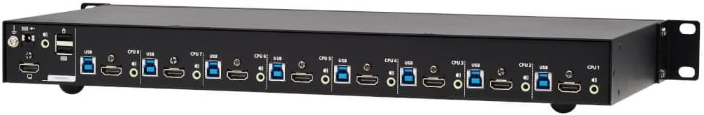 Tripp Lite 8-Port 4K HDMI KVM Switch, 2 USB 3.2 Peripheral Sharing for Keyboard & Mouse, 4K @ 60 Hz - Windows, Mac and Linux Compatible - 1U Rack-Mount, 3-Year Warranty (B024-H4U08)
