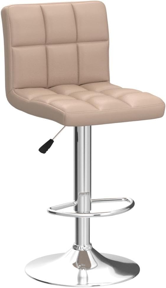 Leopard Bar Stools, Modern PU Leather Adjustable Swivel Bar Stool with Back, Set of 2 (Khaki)