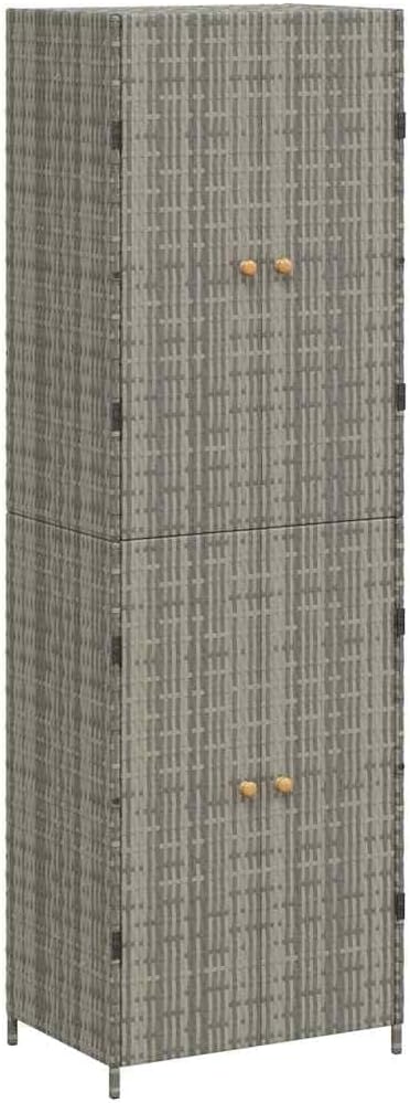 vidaXL Wooden Garden Storage Cabinet, Durable Poly Rattan, Water-Resistant, 4 Compartments, Outdoor Storage Cabinet, Powder-Coated Steel Frame, Solid Acacia Wood Knobs, 23.2'x15.7'x70.9', Gray