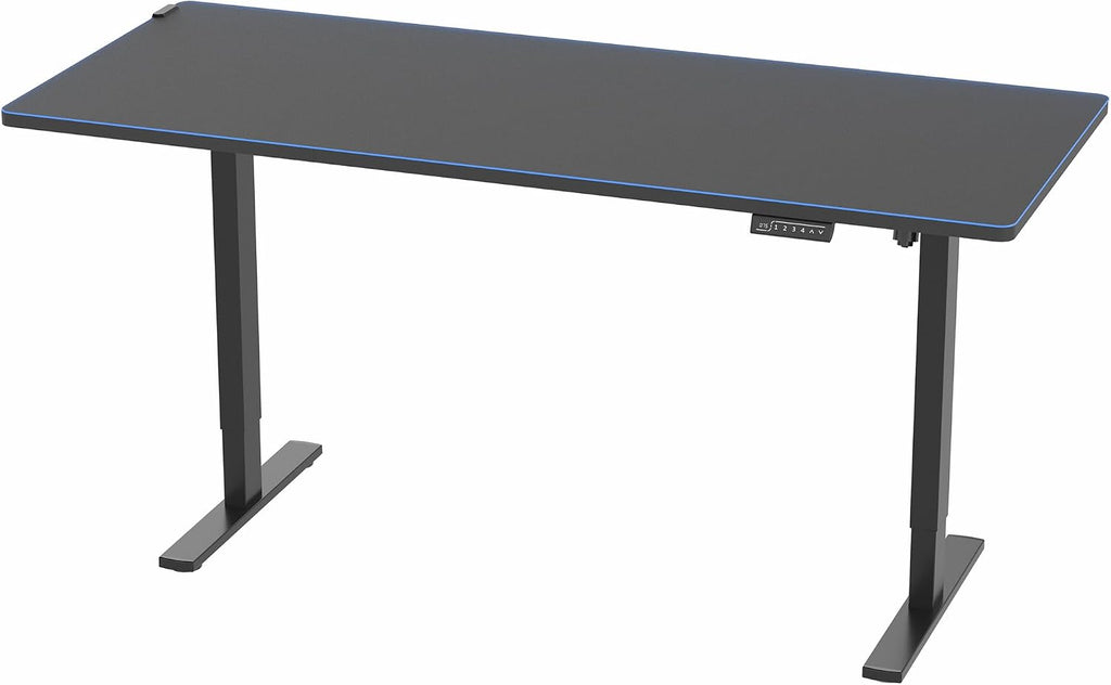 VIVO Electric 71 x 30 in Standing Desk with Full-Size RGB Mouse Pad, Memory Height Adjustment, 1B Series, Holds 220 lbs, Black Top Black Frame, DESK-KIT-1B7BP
