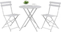 Indoor/Outdoor 3-Piece Foldable Bistro Set, Folding Outdoor Patio Furniture Sets, 2 Chairs and 1 Table, Weather-Resistant Outdoor/Indoor Conversation Set for Patio, Yellow, White, US001