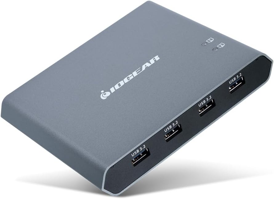 IOGEAR 2-Port 4K USB-C Desktop KVM with DISPLAYPORT Output and USB Peripheral