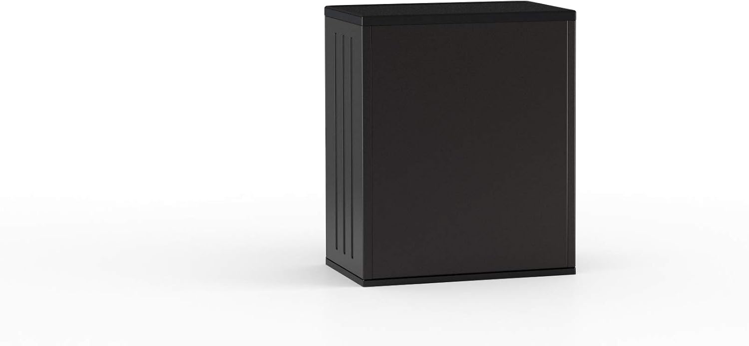Suncast Heavy-Duty Resin Outdoor Storage Cabinet, 30' W x 20.25' D x 36' H Dark Grey Base Garage Storage Cabinet with Lockable Doors and Metal Reinforced Shelves, Made in The USA
