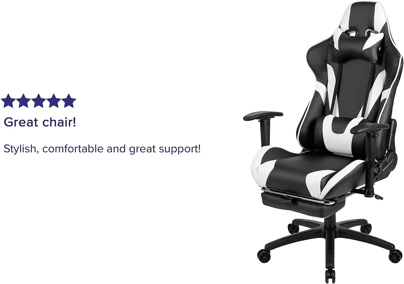 Flash Furniture X30 Gaming Chair Racing Office Ergonomic Computer Chair with Fully Reclining Back and Slide-Out Footrest in Black LeatherSoft