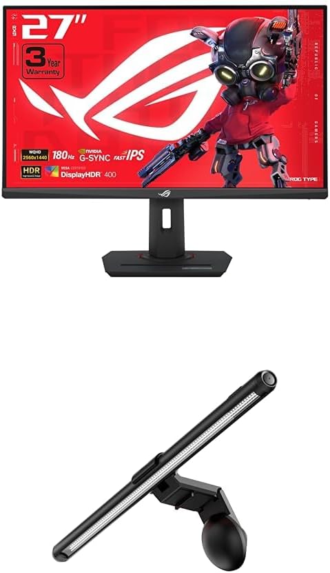 ASUS ROG Strix 27' QHD (2560x1440) HDR400 USB-C Gaming Monitor (XG27ACS) ROG Aura Monitor Light Bar (ALB01)