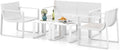 Tangkula 5-Piece Patio Furniture Set, Outdoor Conversation Set w/1 Loveseat, 2 Patio Chairs & 2 Side Tables, All-Weather Patio Bistro Set for Lawn, Backyard, Poolside, Balcony, Garden, Deck (White)