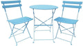 Indoor/Outdoor 3-Piece Foldable Bistro Set, Folding Outdoor Patio Furniture Sets, 2 Chairs and 1 Table, Weather-Resistant Outdoor/Indoor Conversation Set for Patio (Blue)