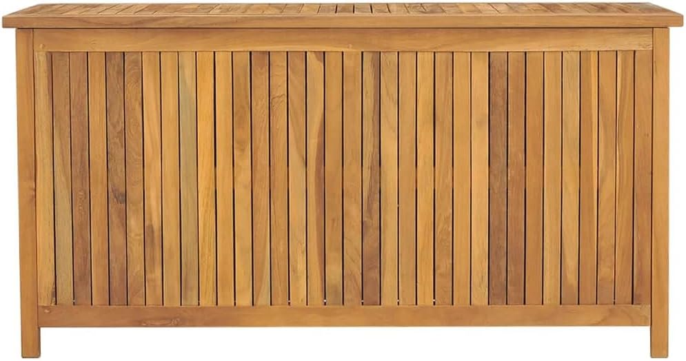 Patio Storage Box Outdoor Solid Teak Wood Deck Box Wooden Outdoor Storage Organization Box with Lid Storage Bench and Waterproof Lining for Garden,Patio,Backyard,44.9'x19.7'x22.8' -AA