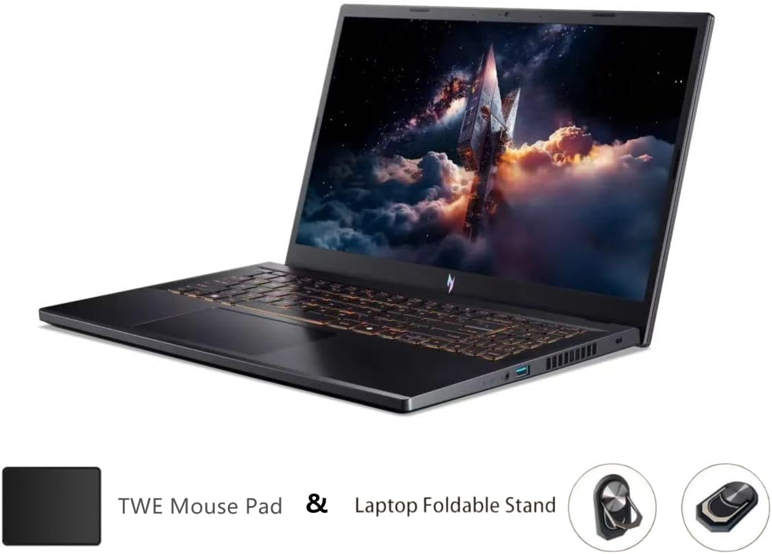 acer Nitro V Gaming Laptop, 15.6' FHD IPS Display, 165Hz, Intel i5-13420H, NVIDIA GeForce RTX 5050 with 8GB GDDR7 VRAM, 16GB RAM, 1TB SSD, BK, Win11H, Obsidian Black, TWE Accessories