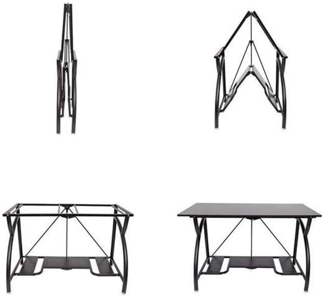 Origami Folding Computer Desk for Office Study Students Bedroom Home Gaming and Craft | Space Saving Foldable Design, Fits Dual Monitors and Laptop, Collapsible, No Assembly Required | Black, Large (RDE-01)