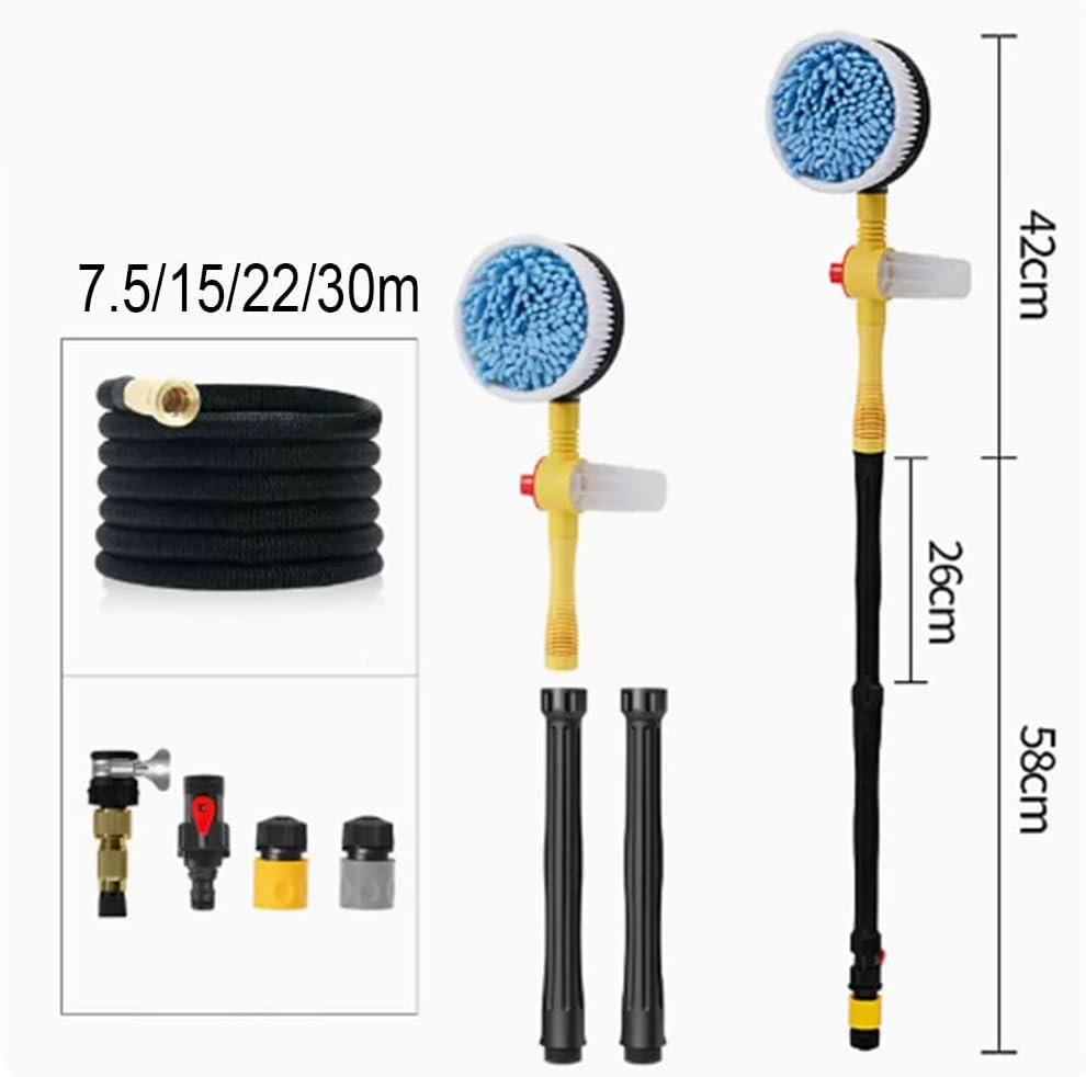 Water Fed Pole Kit Lightweight, Solar Panel Cleaning Brush Rotary Water Supply Pole Brush System, Solar Cleaning Tools Great for Cleaning House Siding, Cars, Trucks, Floors and More.
