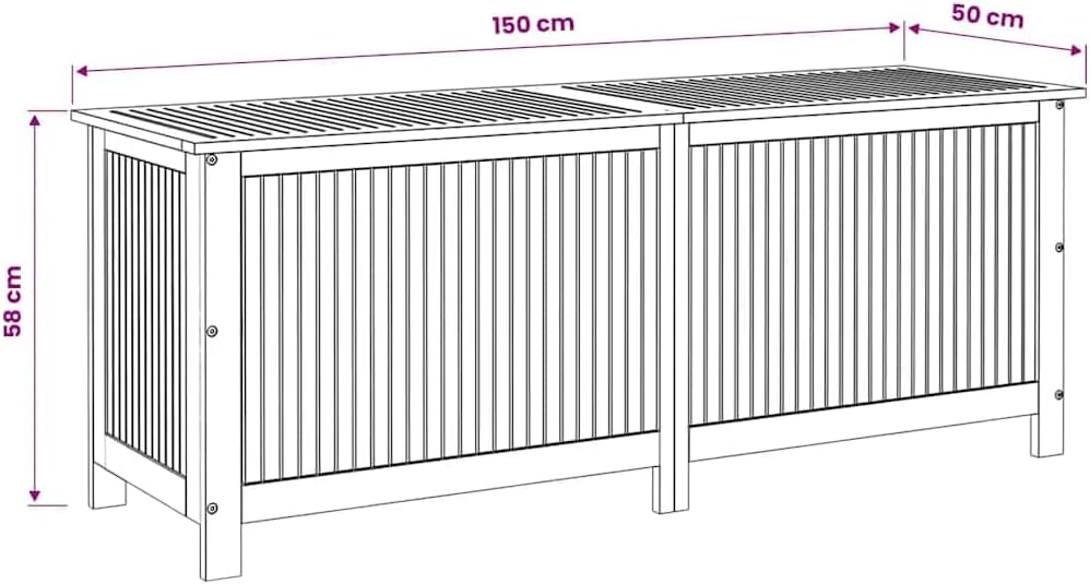 vidaXL Outdoor Storage Box, Deck Box with Lid, Patio Cabinet, Storage Chest for Outdoor Cushions Throw Pillows Garden Tools, Solid Wood Acacia