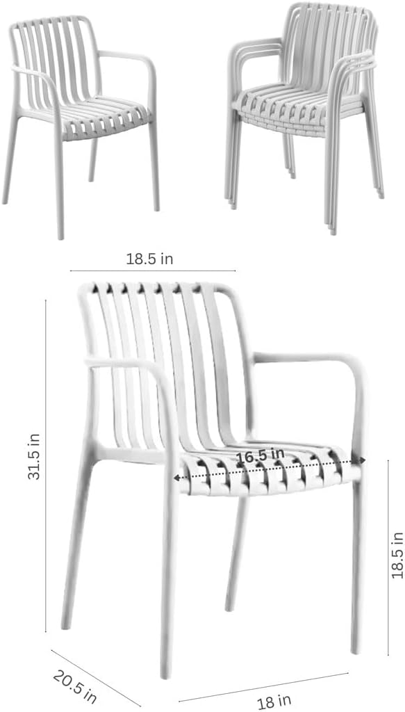 Urban Elements Frida Rectangular Extendable Patio Furniture Set | 100% Certified Teak Finish | Backyard Furniture, Outside Table and Chairs, Rectangular Outdoor Dining Set (White, 9-Piece)