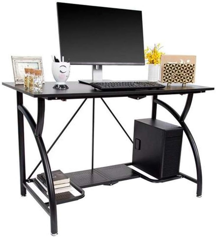 Origami Folding Computer Desk for Office Study Students Bedroom Home Gaming and Craft | Space Saving Foldable Design, Fits Dual Monitors and Laptop, Collapsible, No Assembly Required | Black, Large (RDE-01)