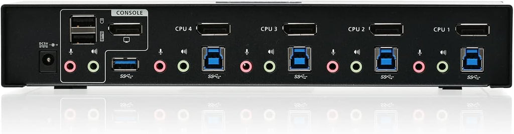 IOGEAR 4-Port DisplayPort KVMP Switch - 4K 60Hz - 2-Port USB 3.1 Hub 5Gbps - Keyboard Mouse Input - 7.1 HD Audio - Front Panel Selector - TAA Compliant - Mac/Win - GCS1934